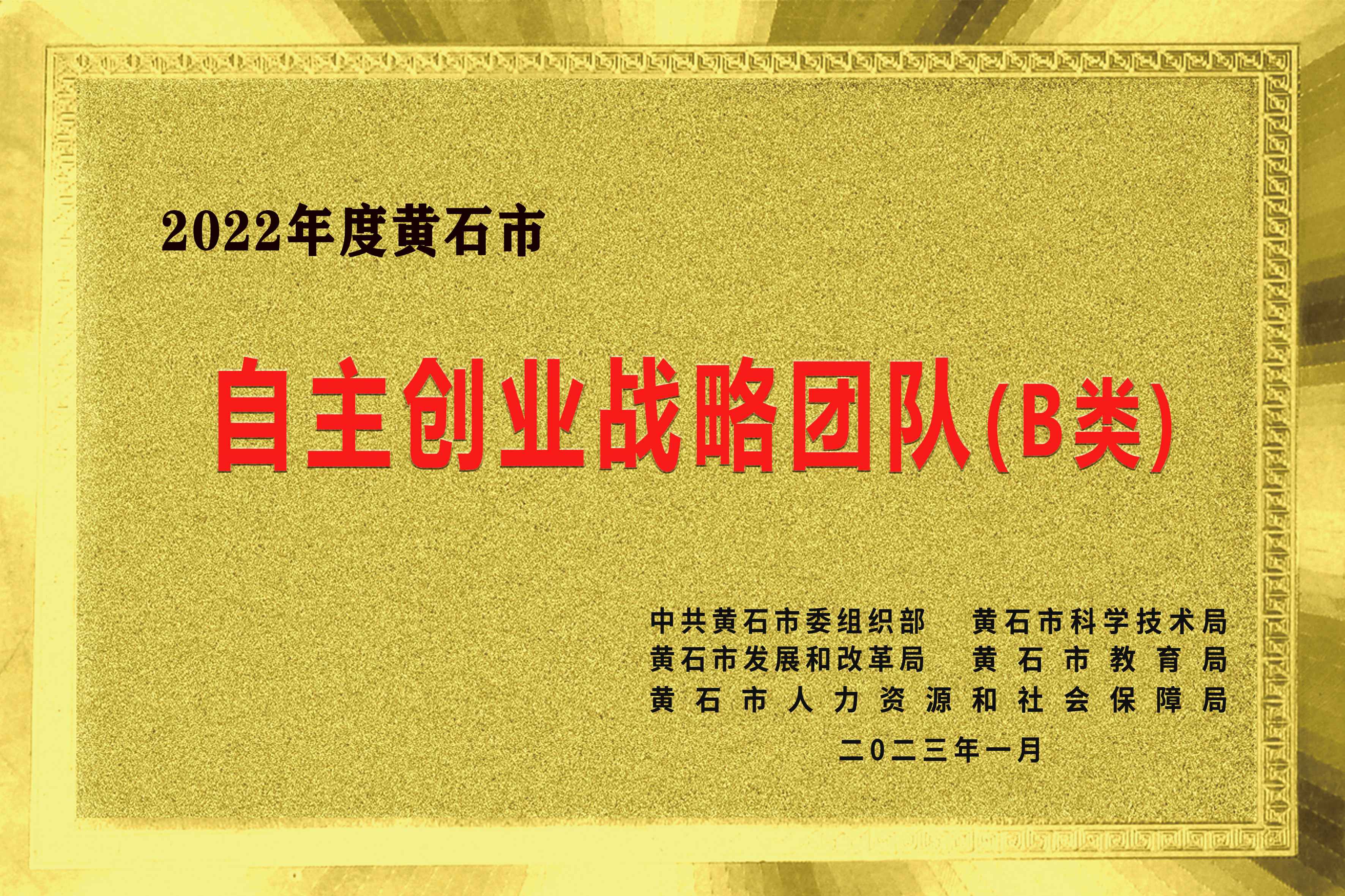 2022年度黃石市自主創業戰略團隊（B類）